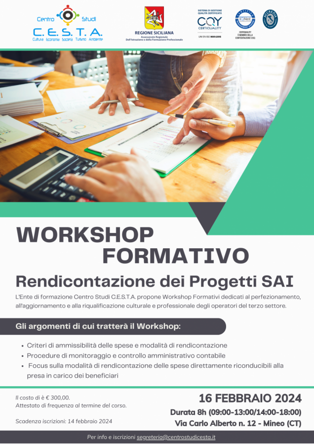 Workshop Formativo - "Rendicontazione dei Progetti SAI"